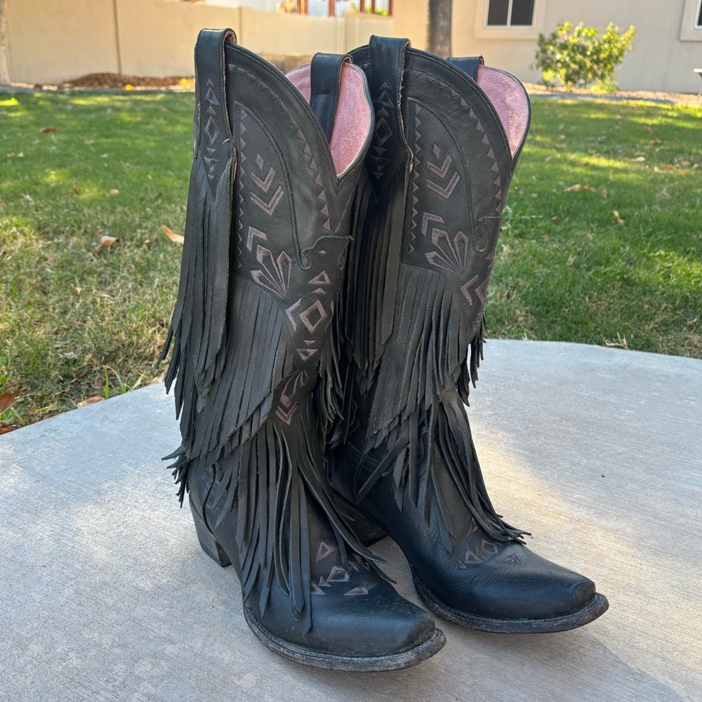Lane Thunderbird Black Fringe Boots